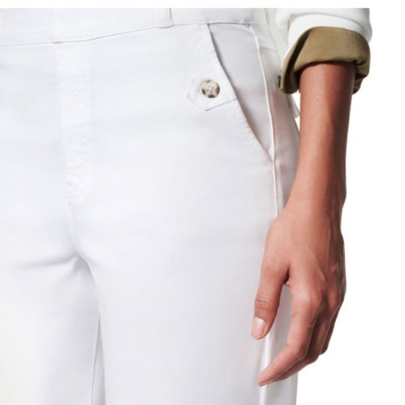 SPANX Women's White Spanx Twill Cropped Wide Leg Pant Size Medium - Picture 4 of 9